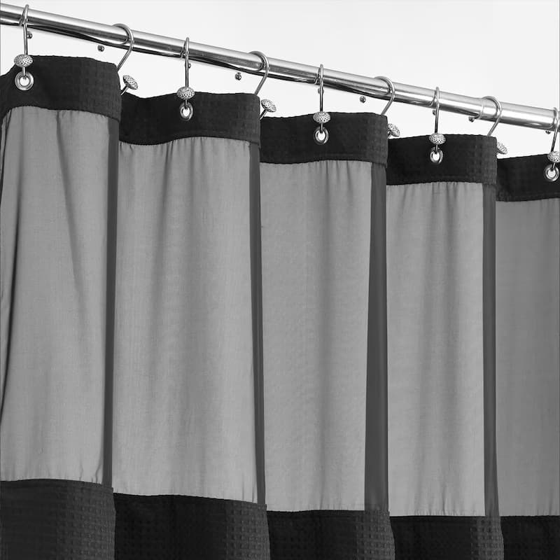 Waffle Weave Shower Curtain with Snap-in Liner 12 Hooks Included