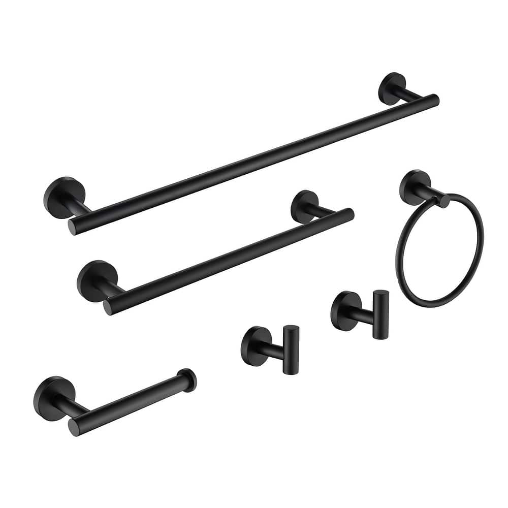 6-Piece Bathroom Hardware Set 23'' Bathroom Towel Bar Toilet Paper Holder Towel Ring Robe Hooks Stainless Steel Accessories Set