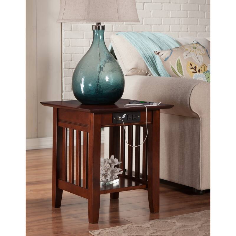 AFI Mission End Table Set of 2 with Built-in Charger