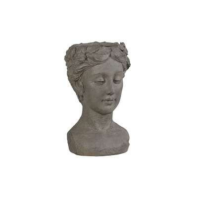 Elegante Petite Woman Head Plant Stand Statue