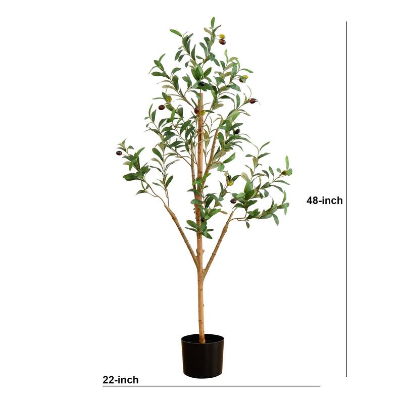 4' Artificial Olive Tree with Natural Trunk - Green