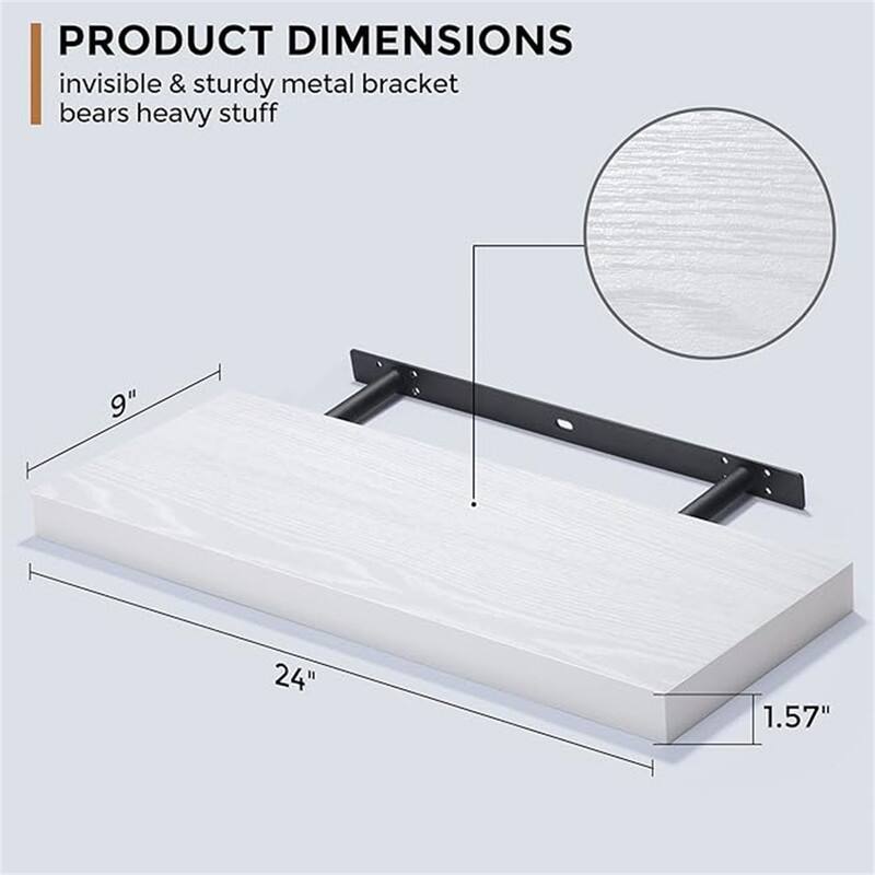 Floating Shelves - 2 Pack 9 Inch - 9"D x 24"W x 1.6"H