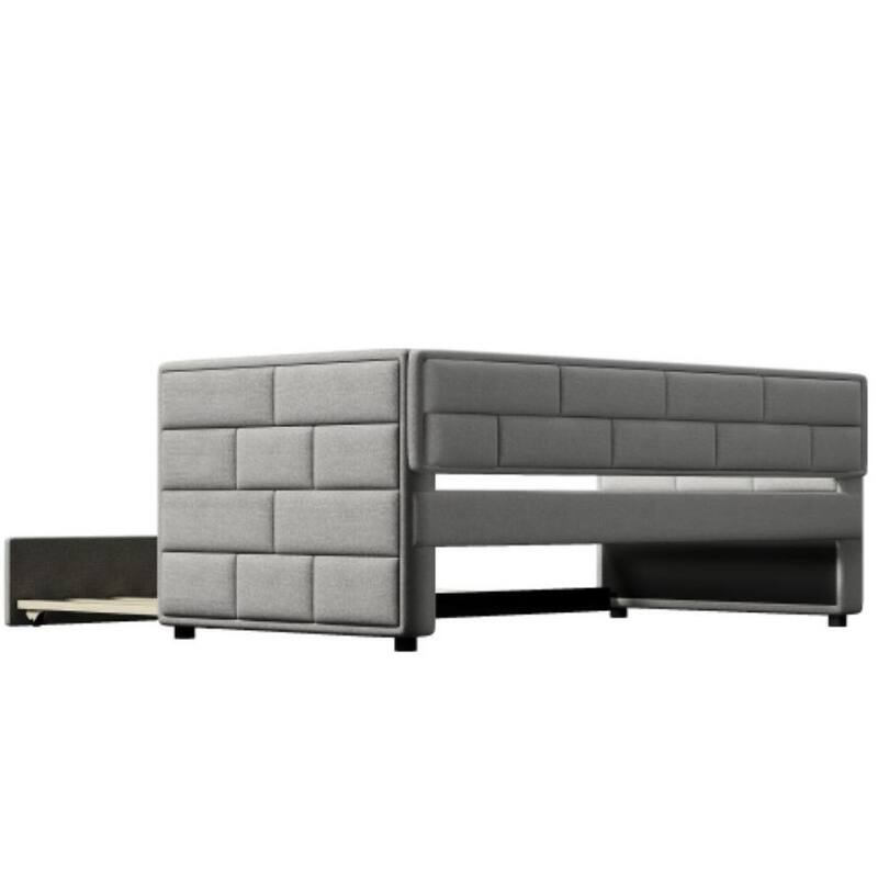 Twin Size Daybed with Trundle in Gray