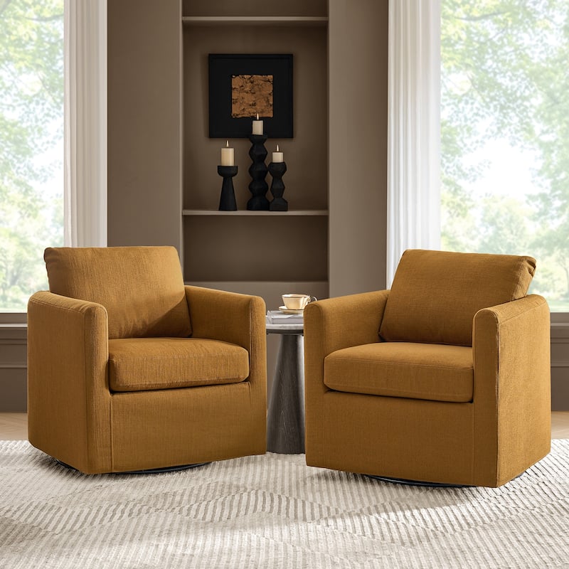 Erkenbald Modern 360-Degree Swivel Chair with Removable Slipcover Set of 2 by HULALA HOME