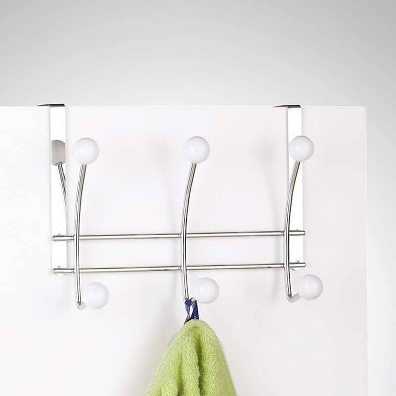 Over The Door Hook Rack with 6 Ball Ends - 10.5 L x 4 D x 7.5 H