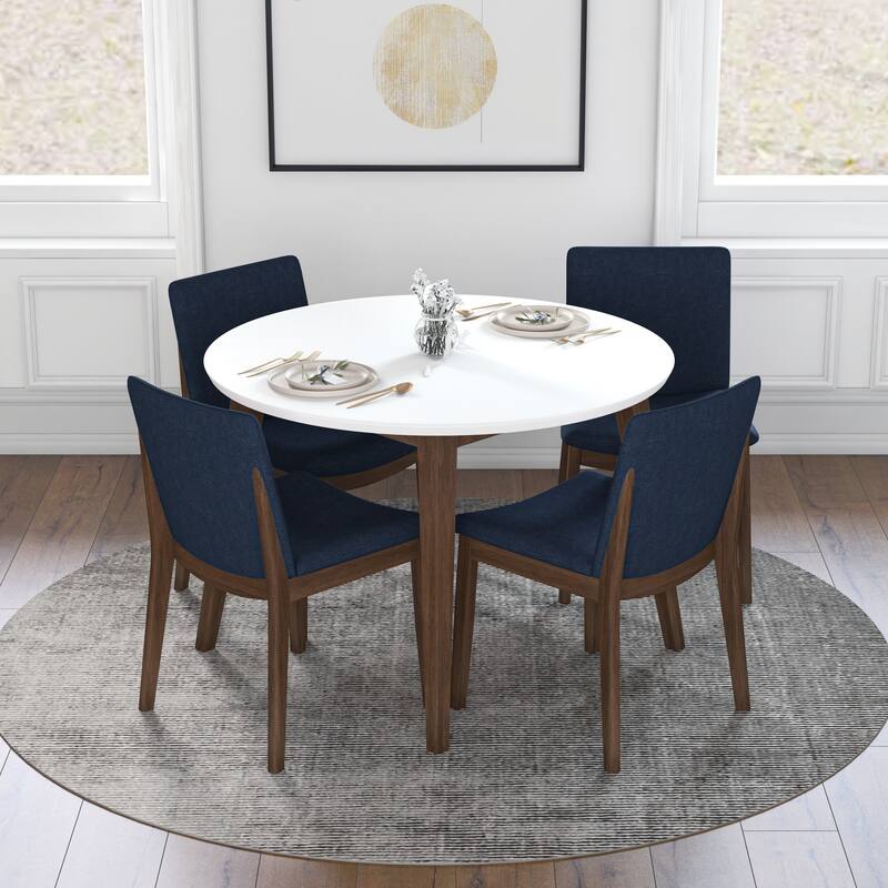 Hutchinson Mid Century Modern 5 Piece Dining Room Set in Blue