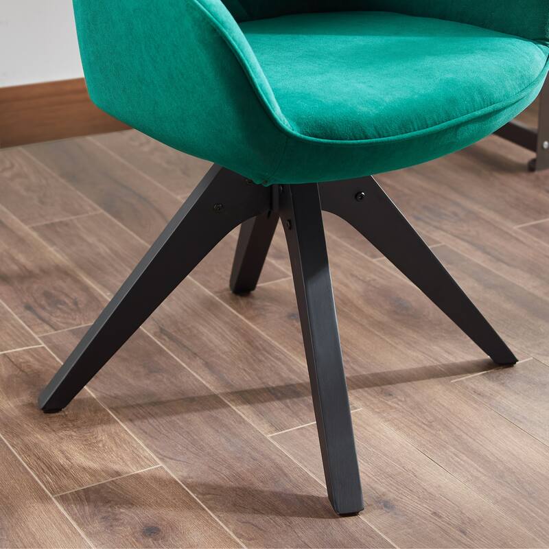 Art Leon Classical Swivel Office Accent Chair with Wood Legs