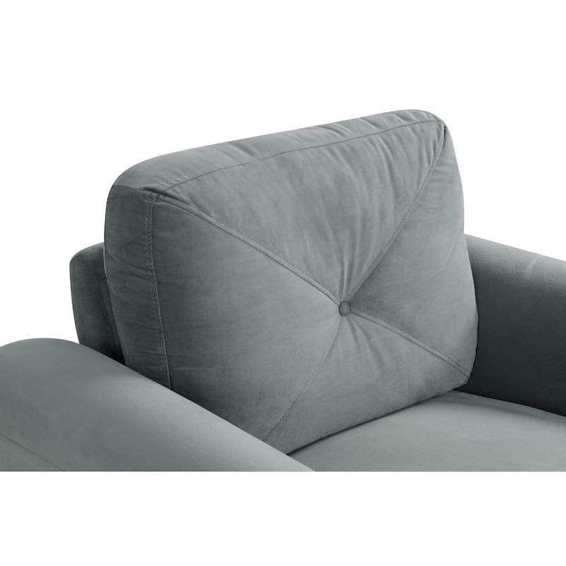 Velvet 2-Seater Sectional Sofa with Detachable Cushions