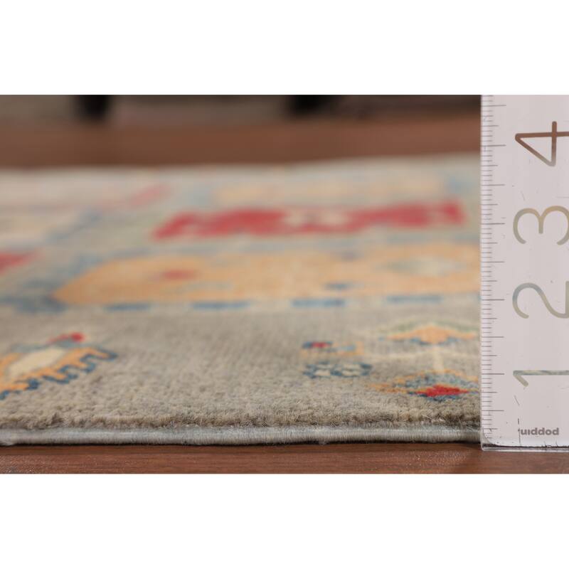 Garden Design Kazak Area Rug Hand-Knotted Wool Carpet - 4'0" x 6'1"