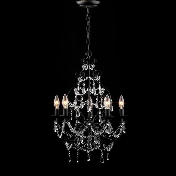 Maura 5 Light 17 Crystal Metal Led Chandelier Black By Jonathan Y Overstock