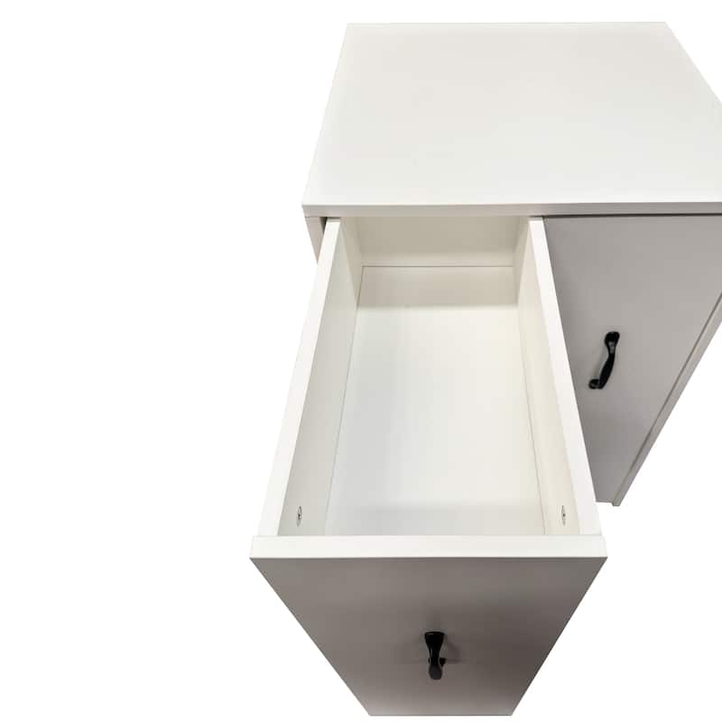 3 Tier Wooden Floor Standing Bookcase,Slide Out Drawer Storage Bookcase,Pull Out Mobile with Door Dustproof File Cabinet