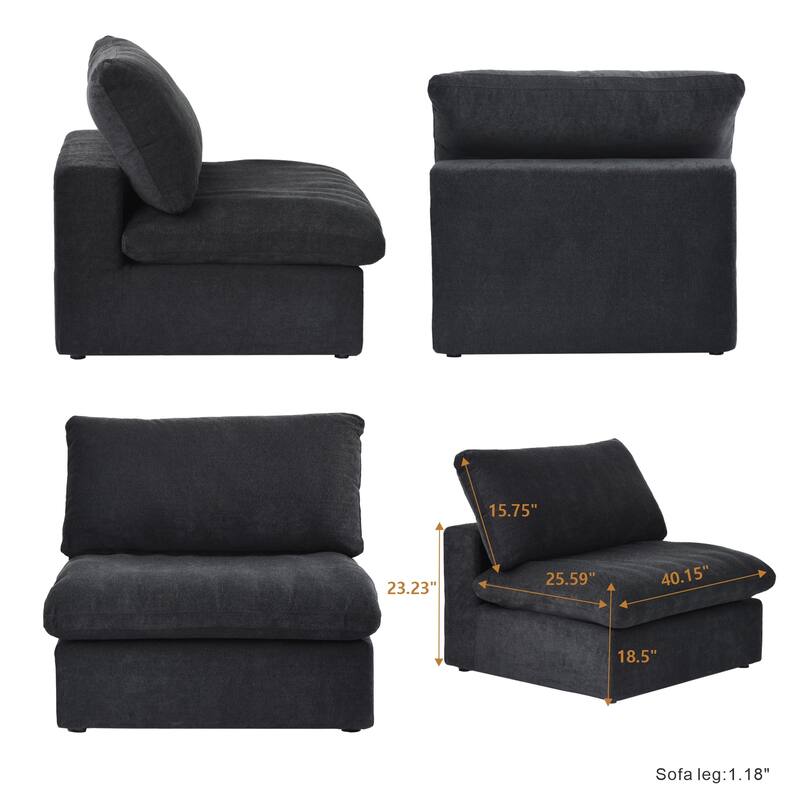 160.6" Modern Linen Sectional Sofa，4-seater Modular Couch with Storage Ottoman for Living Room.
