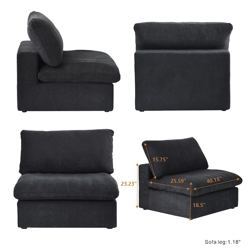 U-shape Linen Upholstered Sectional Sofa Multiple Cushions Modular Couch