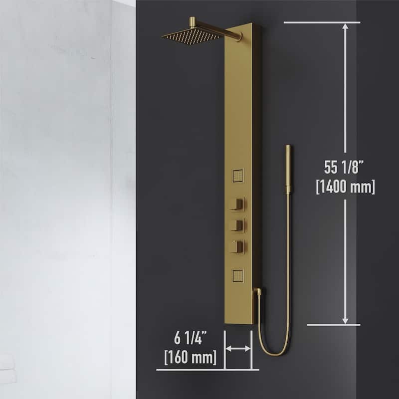 Vigo Kingsley Thermostatic Shower Panel with Shower Head, Hand Shower,