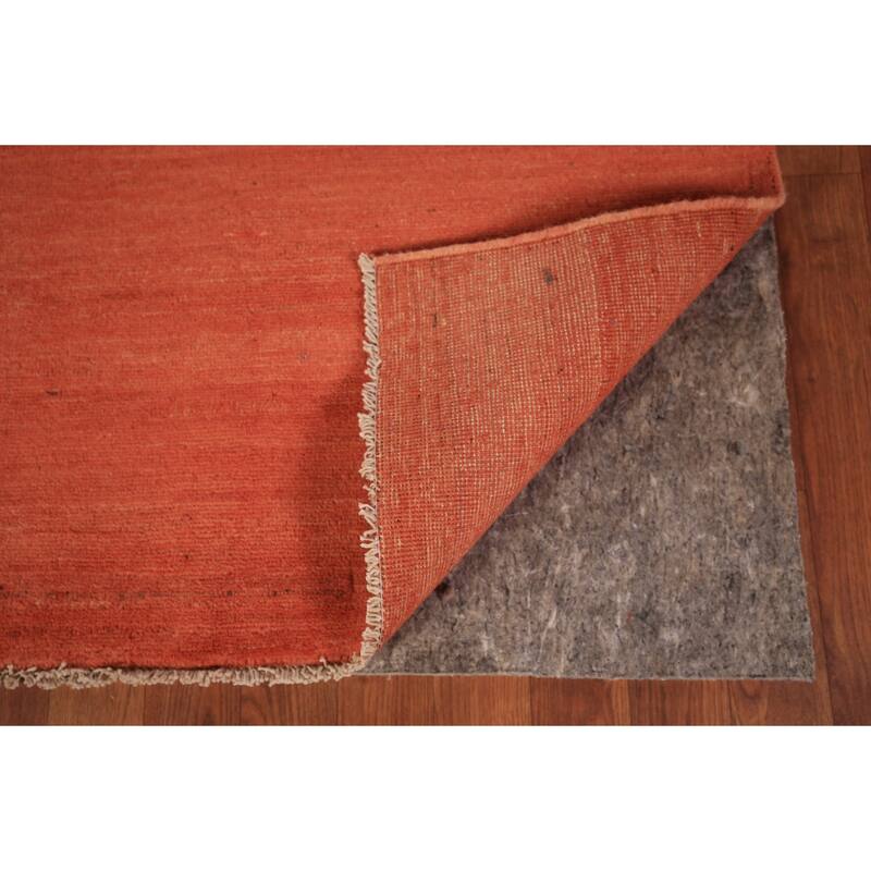 Gabbeh Modern Area Rug Hand-Knotted Orange Wool Carpet - 5'5" x 8'0"