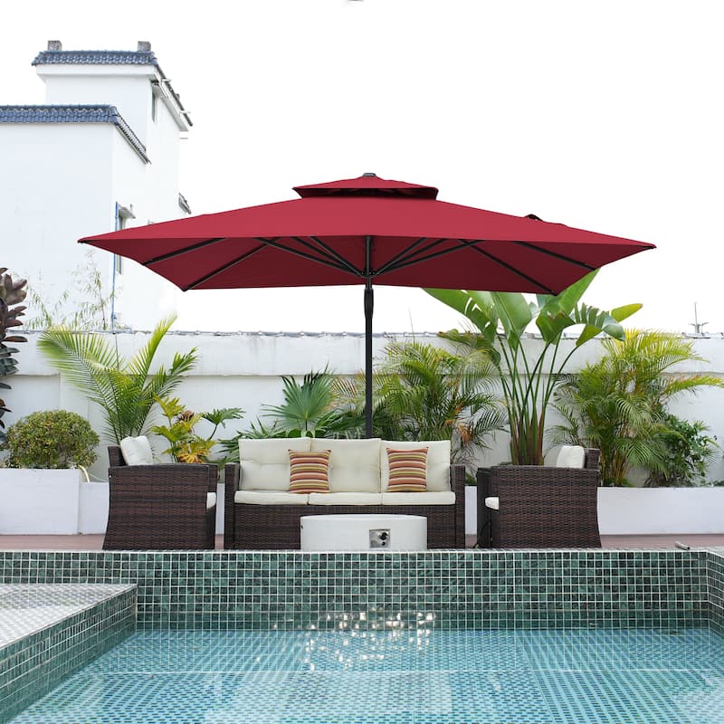 10ft Patio Square Patio Cantilever Umbrella With Crank(Without Base)