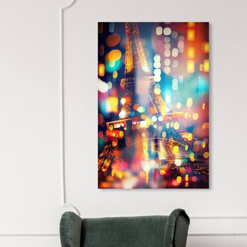 Wynwood Studio Fashion and Glam Eiffel Bokeh II Gold and Copper Modern & Contemporary Wall Art Canvas Print - 45 x 30