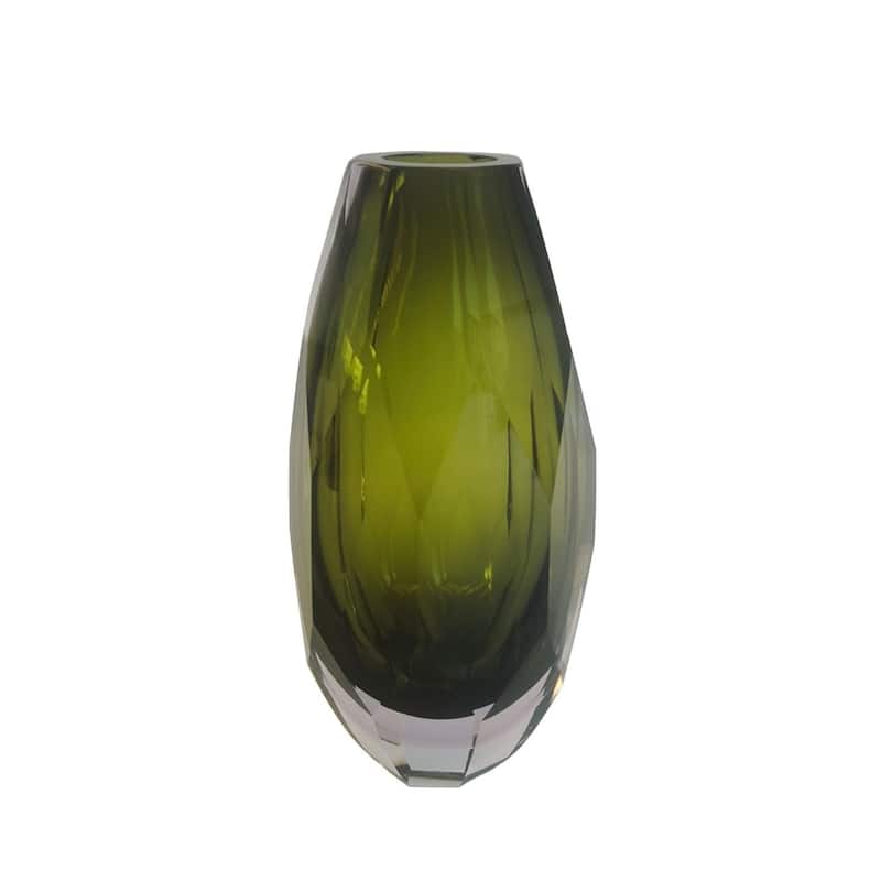 Lime Green Cut Glass Vase
