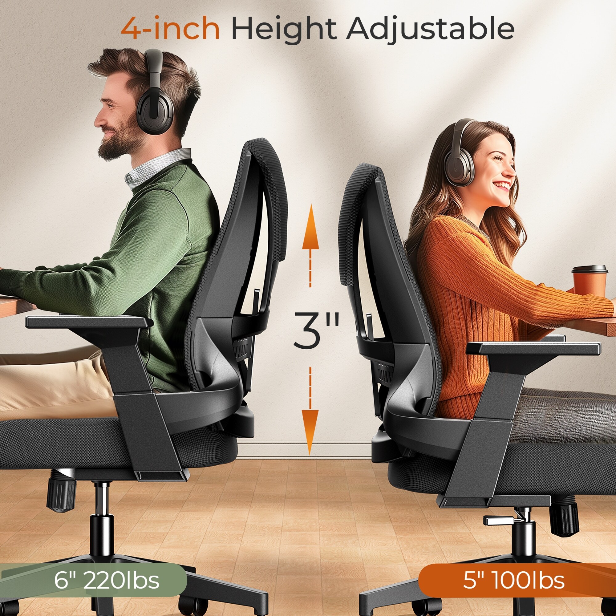 CAPOT Ergonomic Desk Chair Mesh Computer Chair Big and Tall