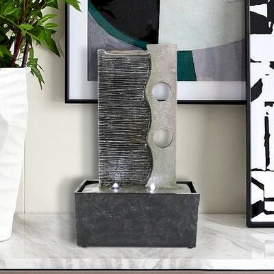 Indoor Slate Tabletop Fountain w/LED Light Meditation Feature for Home