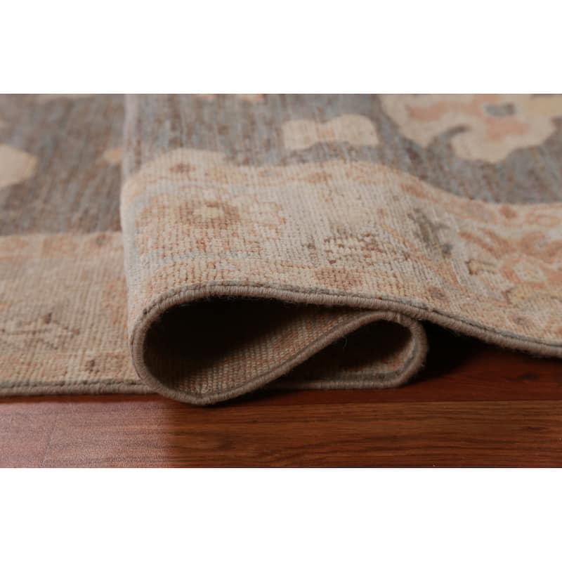 Hand Knotted Oriental 100% Wool Carpet Transitional Floral Greys & Charcoal Oushak Area Rug - 5' 9'' X 4' 2''
