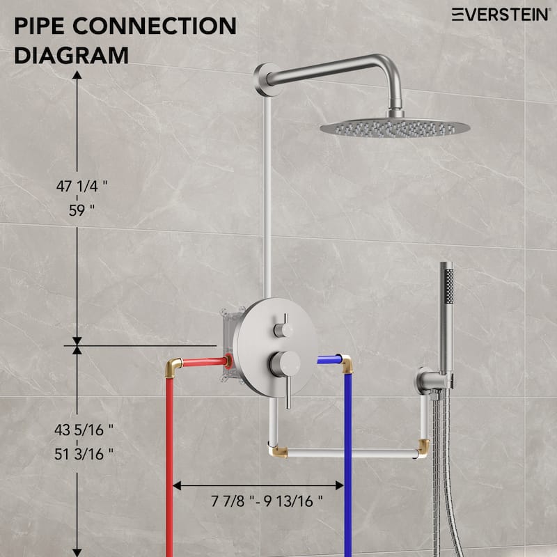 Pressure Balance Shower System with 10" Rainfall Shower Faucet and Handheld Shower Spray