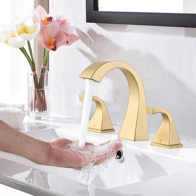 Brushed Gold 2-Handle Three Hole Widespread Bathroom Faucet