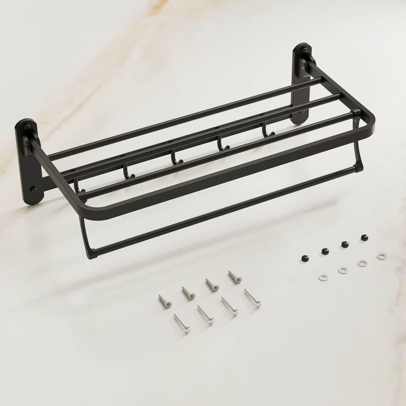 2-Tier Stainless Steel Bath Towel Rack with 5 Hooks