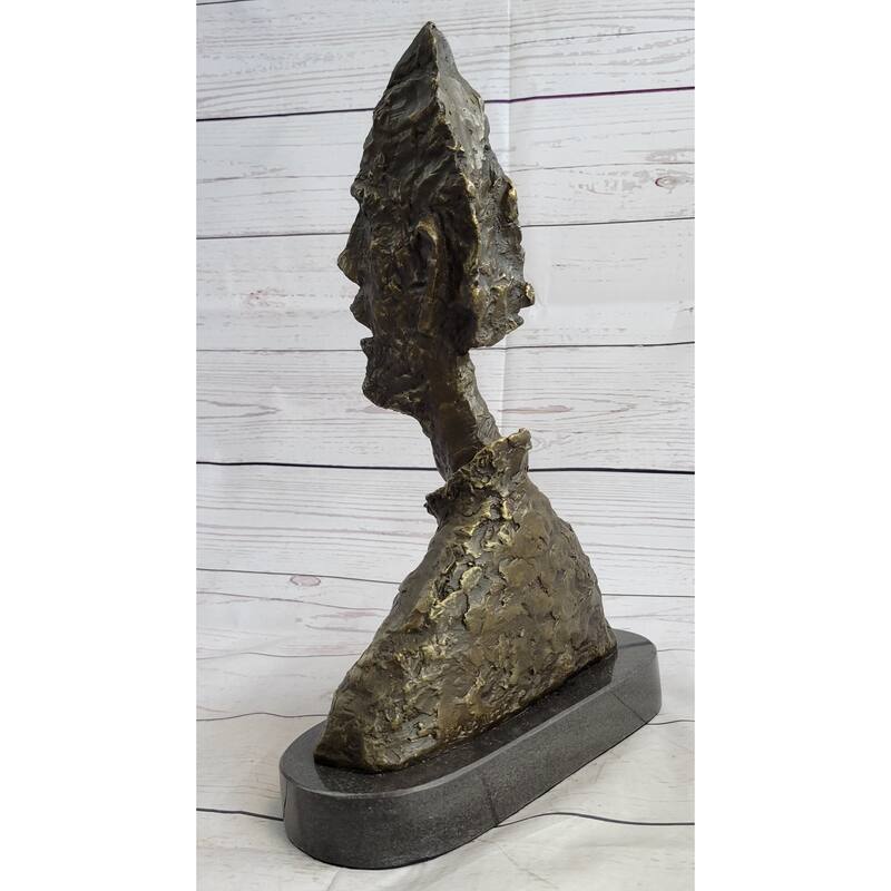 Alberto Giacometti Tall Thin Head Bronze Statue Sculpture Figure 14 Inches X 9 Inches