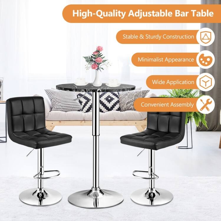 Round Height Adjustable Bistro Bar Table - 24" x 24" x (28-36)" (L x W x H)