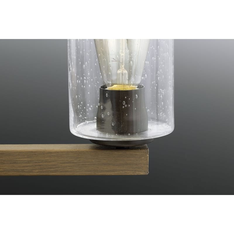 Barnes Mill Collection Four-Light Antique Bronze Clear Seeded Glass Farmhouse Bath Vanity Light - 32.25 in x 5.875 in x 8 in
