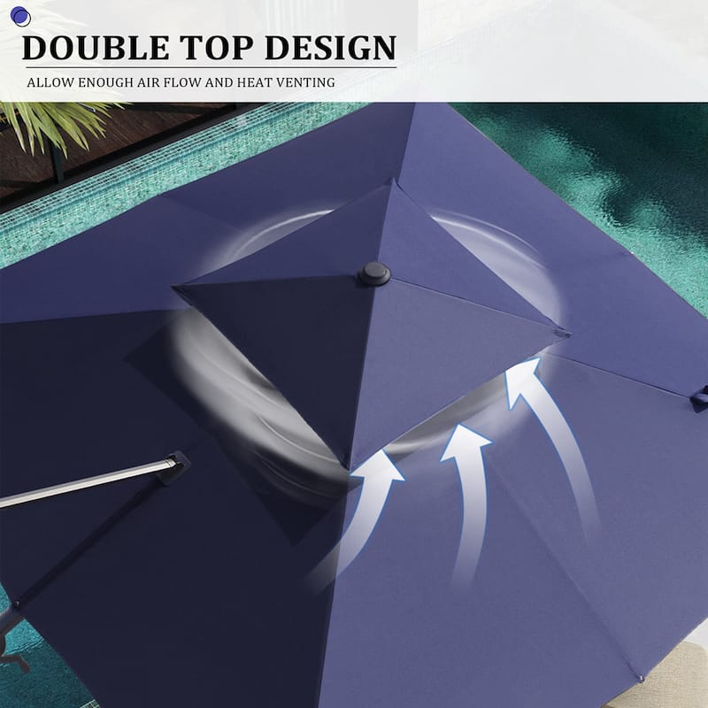 Pellebant Outdoor 9x11FT Patio Cantilever Umbrella Dual Top