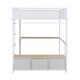 preview thumbnail 8 of 23, Full Size Gaming Loft Bed with Desk and LED Lights, Metal Loft Bed Frame w/ 3 Linen Storage Drawers, Open Wardrobe & Ladder