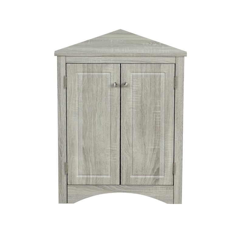 Triangle Floor Cabinet Storage Corner Cabinet with Adjustable Shelves and Brushed Nickle Knobs for Office Bathroom Living Room