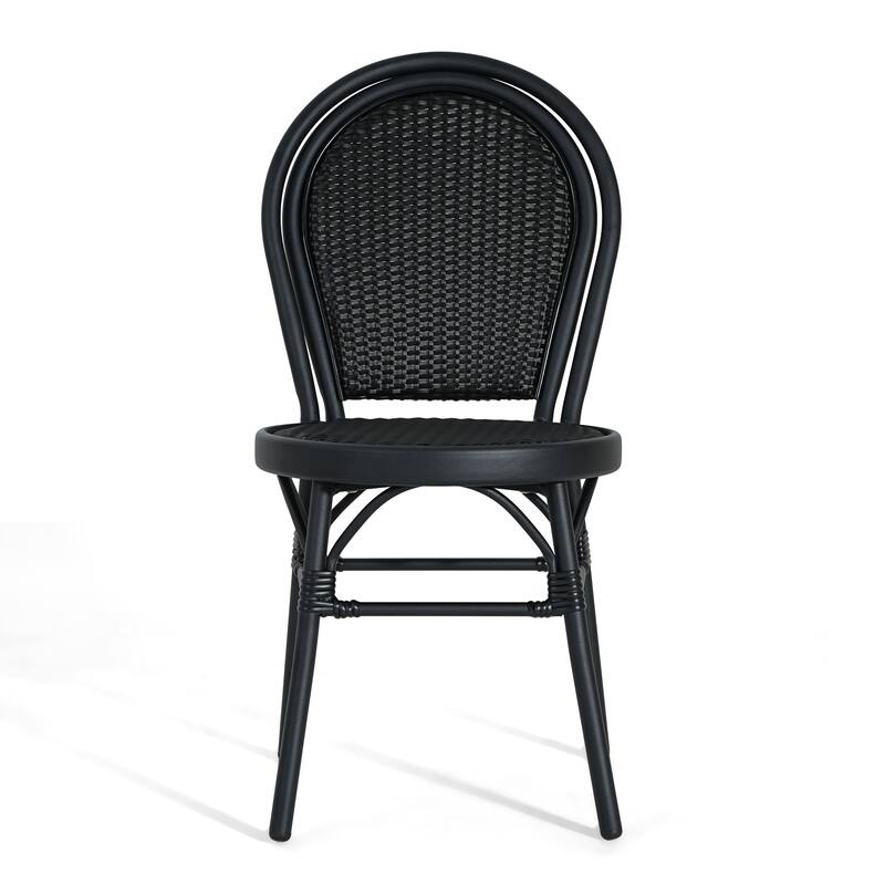 Scott Living Idle Hour Outdoor Black Bistro Chair Metal Frame Woven Wicker
