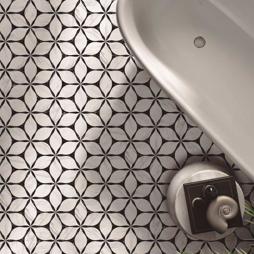 Capricho 8x9 Black Matte Hexagon Porcelain Tile - Floor, Wall, Backsplash