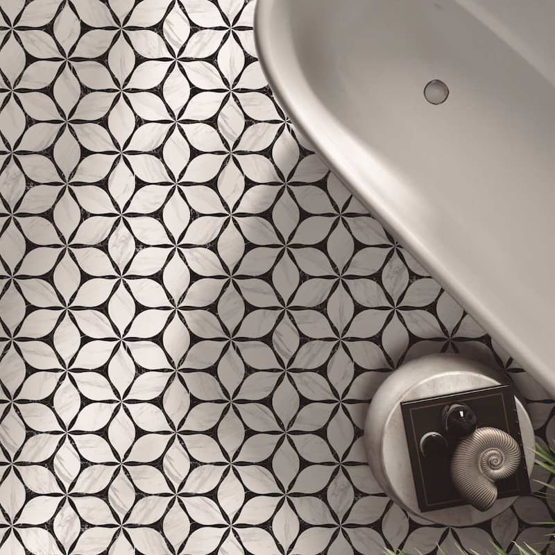 Capricho 8x9 Black Matte Hexagon Porcelain Tile - Floor, Wall, Backsplash
