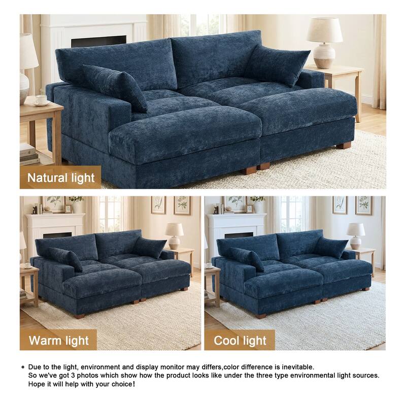 82.5"W Chenille Upholstered Sectional Modular Sofa With Chaise