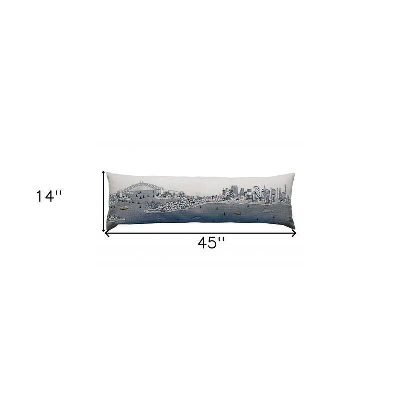 14" X 46" Cream Wool Zippered Pillow