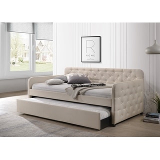 Uma Twin-size Upholstered Tufted Daybed with Twin Trundle