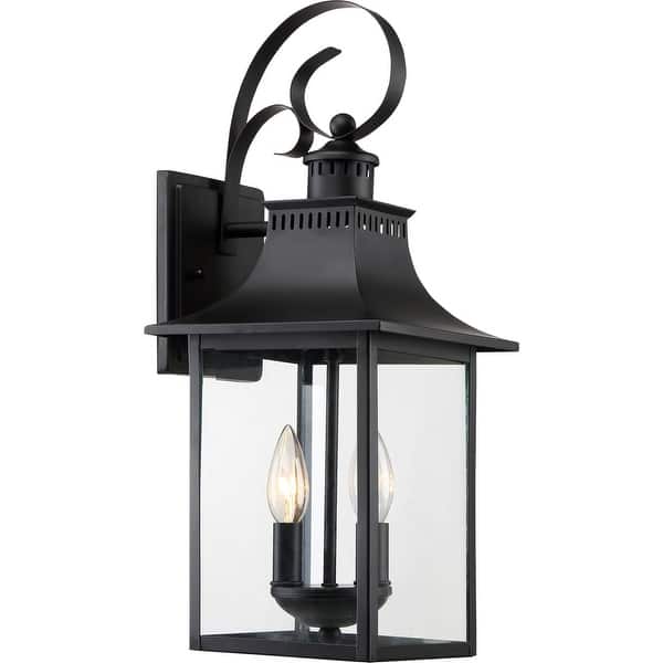 slide 1 of 1, Quoizel Chancellor 2-Light 8" Outdoor Wall Lantern in Mystic Black