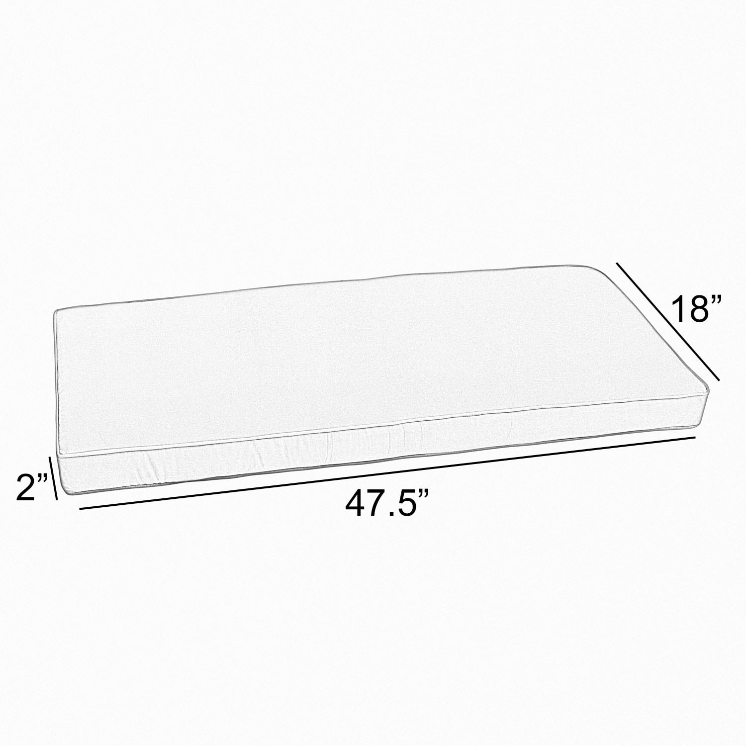 Sunbrella Silver Grey Indoor/ Outdoor Bench Cushion 37" to 48", Corded