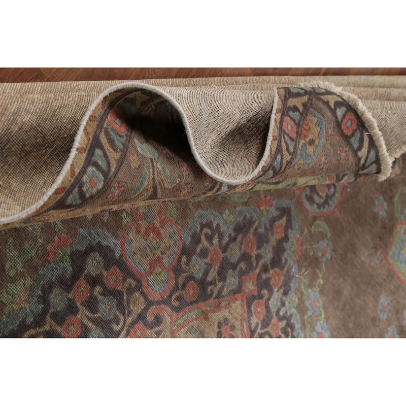 Brown Tabriz Persian Vintage Area Rug Handmade Traditional Wool Carpet - 9'4"x 12'9"