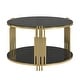 preview thumbnail 4 of 23, Modern Black Mirror Coffee Table with Gold Finish & Lower Shelf by Harper&Bright Designs