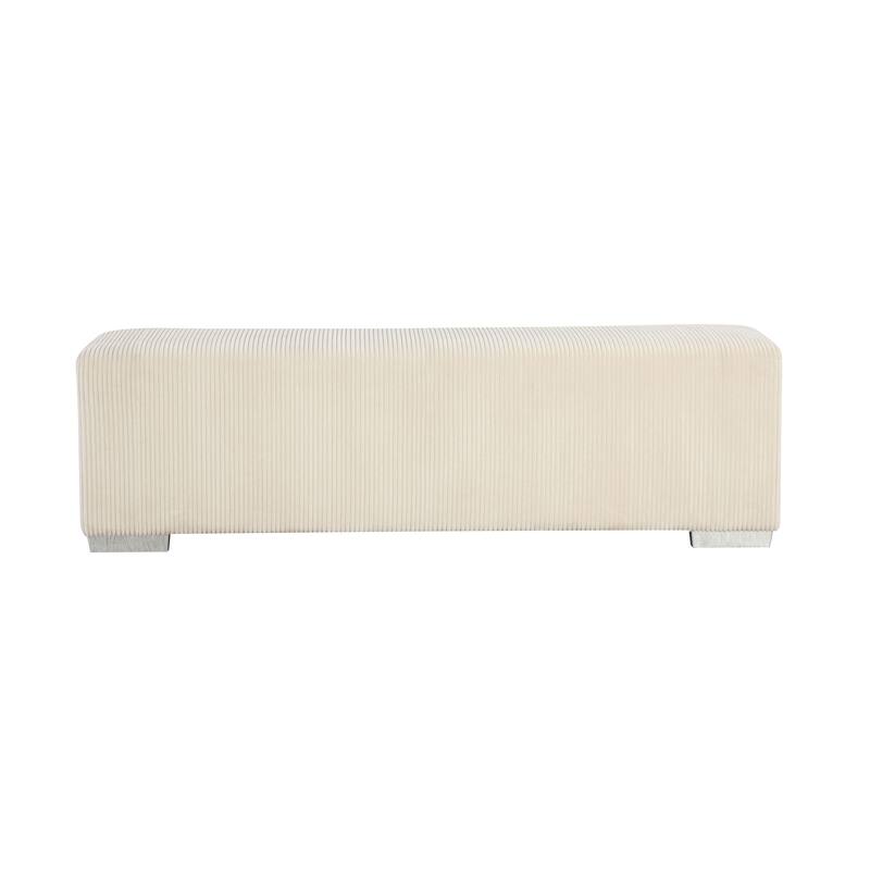 Furniture of America Goffney Chenille Bench with Fireplace Simulator and Bluetooth Audio