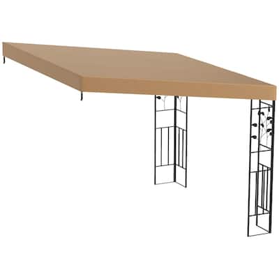 Coffee Lean-To Pergola with Powder-Coated Metal Frame and 180gsm Polyester Canopy UPF30 Plus Splash Resistant
