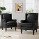 preview thumbnail 2 of 21, 2 Set Modern Vegan Leather Wing Back Armchair Black