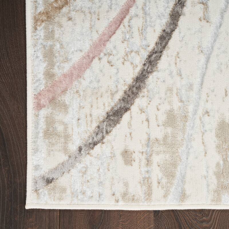 Nourison Glam Indoor Cream/Ivory Abstract Area Rug