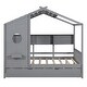 preview thumbnail 7 of 16, Playhouse Design Full Size House Wooden Bed With Trundle, Modern Design for Kids with Storage Shlef-Gray
