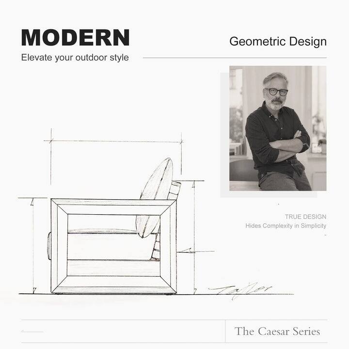 PURPLE LEAF Caesar Sectionals Sofas Khaki with 9.6" Thick Cushion and Table for Living Room Furniture Patio Conversation Sets